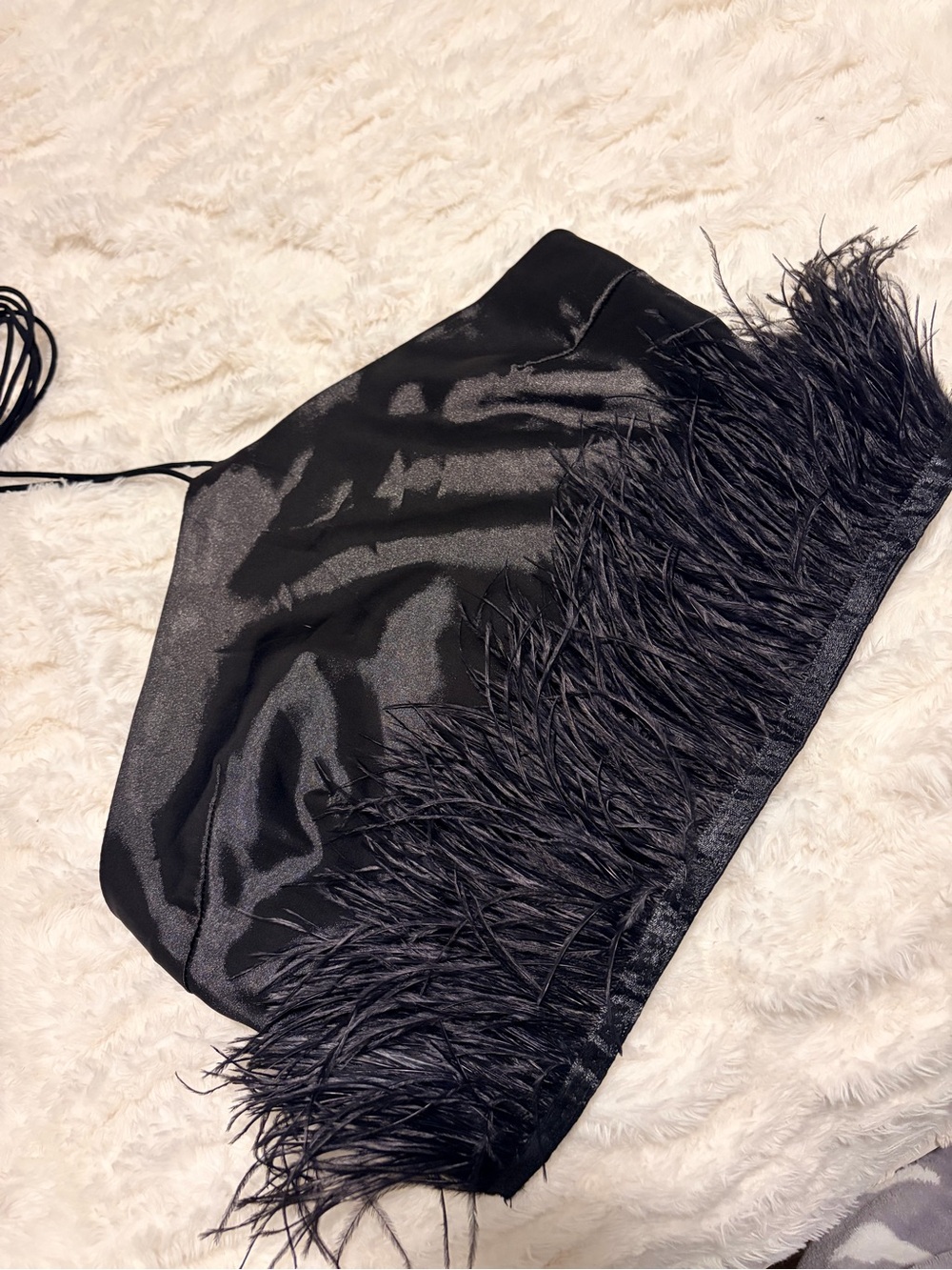 SHEIN black halter top with feather trim - Picture 4 of 6